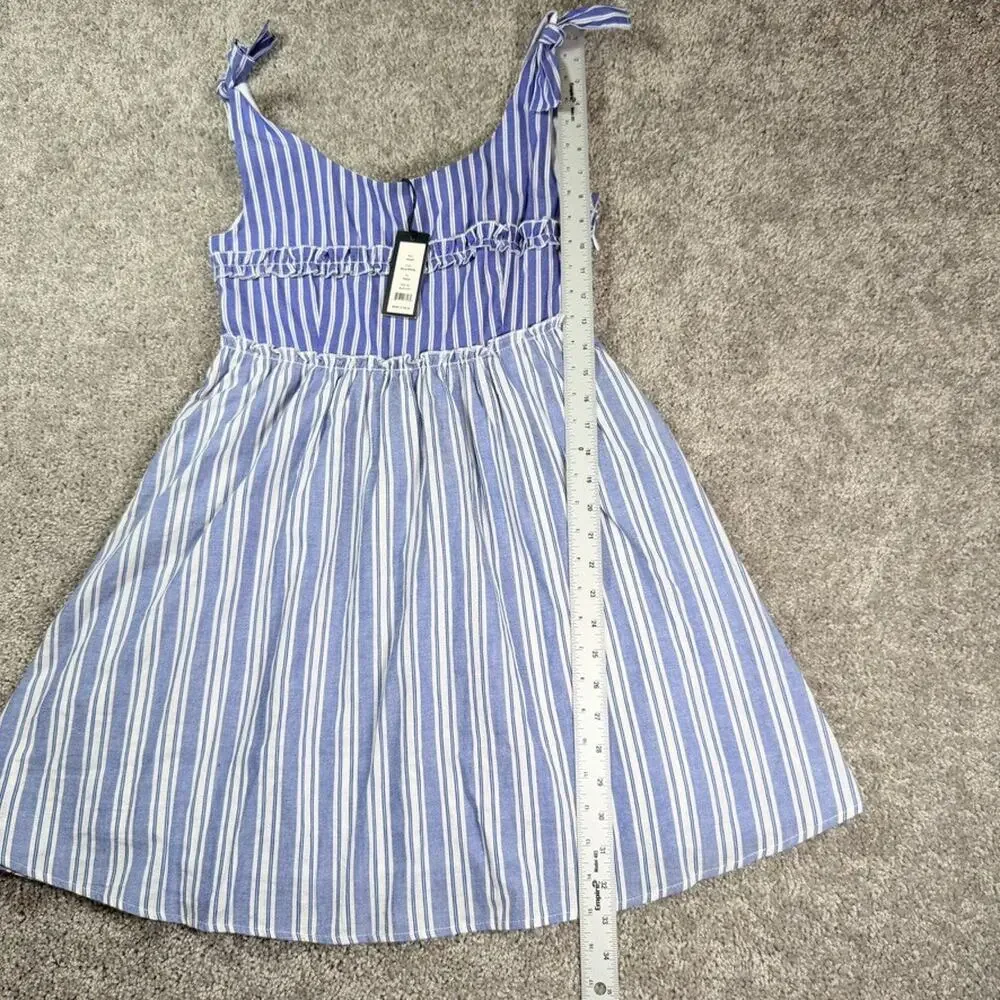 NWT Romeo & Juliet Couture Stripe Scoop Neck Tiered Dress Sz S Blue & White $165